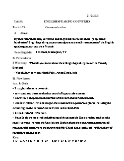 Kế hoạch bài dạy Tiếng Anh 8 - Tuần 23, Tiết 65 đến 67 - Năm học 2020-2021