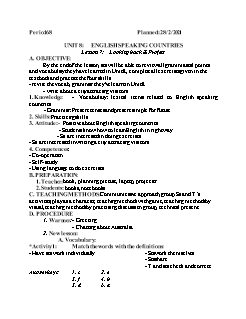 Kế hoạch bài dạy Tiếng Anh 8 - Tuần 24 - Năm học 2020-2021