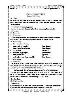 Kế hoạch bài dạy Tiếng Anh 9 - Tiết 41+42, Unit 6: The environment - Năm học 2020-2021