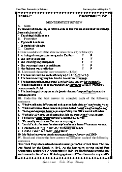 Kế hoạch bài dạy Tiếng Anh 9 - Tuần 11, Tiết 21+22 - Năm học 2020-2021 - Trần Huy Thông