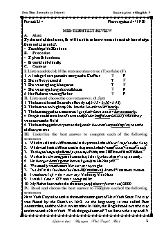 Kế hoạch bài dạy Tiếng Anh 9 - Tuần 11, Tiết 21+22 - Năm học 2020-2021