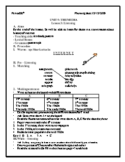 Kế hoạch bài dạy Tiếng Anh 9 - Tuần 15, Tiết 28 đến 30 - Năm học 2020-2021