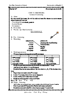 Kế hoạch bài dạy Tiếng Anh 9 - Tuần 15, Tiết 28+29 - Năm học 2020-2021 - Trần Huy Thông