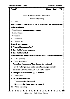 Kế hoạch bài dạy Tiếng Anh 9 - Tuần 2, Tiết 3+4 - Năm học 2020-2021 - Trần Huy Thông
