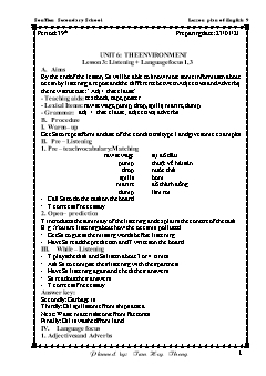 Kế hoạch bài dạy Tiếng Anh 9 - Tuần 21, Tiết 39+40 - Năm học 2020-2021 - Trần Huy Thông