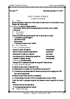 Kế hoạch bài dạy Tiếng Anh 9 - Tuần 23, Tiết 44+45 - Năm học 2020-2021