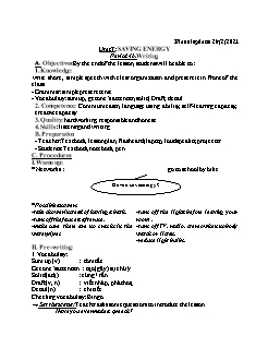 Kế hoạch bài dạy Tiếng Anh 9 - Tuần 24 - Năm học 2020-2021