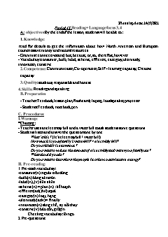 Kế hoạch bài dạy Tiếng Anh 9 - Tuần 26, Tiết 45+46 - Năm học 2020-2021