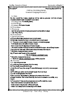 Kế hoạch bài dạy Tiếng Anh 9 - Tuần 28, Tiết 52+53 - Năm học 2020-2021 - Trần Huy Thông