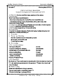 Kế hoạch bài dạy Tiếng Anh 9 - Tuần 29, Tiết 54+55 - Năm học 2020-201 - Trần Huy Thông