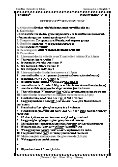 Kế hoạch bài dạy Tiếng Anh 9 - Tuần 30, Tiết 56+57 - Năm học 2020-2021 - Trần Huy Thông