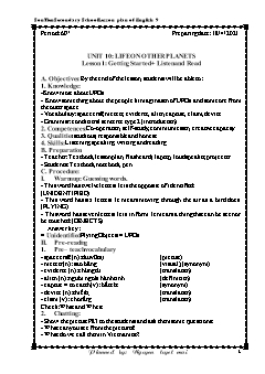 Kế hoạch bài dạy Tiếng Anh 9 - Tuần 31, Tiết 60+61 - Năm học 2020-2021