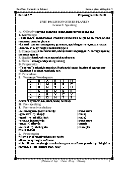 Kế hoạch bài dạy Tiếng Anh 9 - Tuần 33, Tiết 61 đến 63 - Năm học 2020-2021 - Trần Huy Thông
