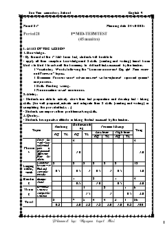 Kế hoạch bài dạy Tiếng Anh 9 - Tuần 7, Tiết 21 đến 24 - Năm học 2021-2022