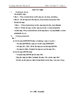 Kế hoạch bài dạy Tin học 5 - Tuần 2 - Trần Thanh Dự
