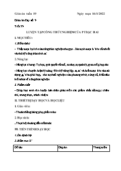 Kế Hoạch bài dạy Toán Lớp 8+9 - Tuần 19 - Năm học 2021-2022 - Võ Minh Tú