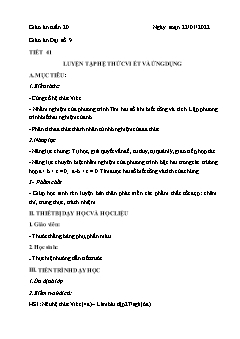 Kế Hoạch bài dạy Toán Lớp 8+9 - Tuần 20 - Năm học 2021-2022 - Võ Minh Tú