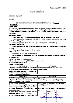 Kế Hoạch bài dạy Toán Lớp 8+9 - Tuần 9 - Năm học 2021-2022 - Võ Minh Tú