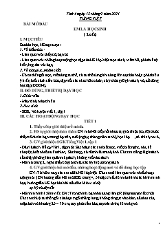 Kế hoạch bài dạy Toán + Tiếng Việt 1 - Tuần 1 - Năm học 2021-2022 - Thái Thị An