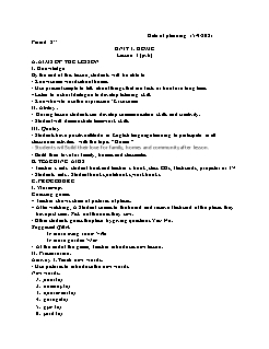 Kế hoạch bài Tiếng Anh Lớp 6 - Tuần 1 - Năm học 2021-2022 - Lê Thanh Tú