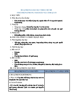Kế hoạch Hoạt động trải nghiệm Lớp 2 - Bài: Hoạt động gióa dục theo chủ đề. Phát động phong trào bảo vệ cảnh quan - Năm học 2021-2022