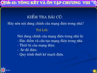 Bài giảng Công nghệ Lớp 8 - Tuần 29, Tiết 43: Tổng kết ôn tập chương VIII - Năm học 2021-2022 - Lê Viết Hoài