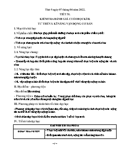 Giáo án Giáo dục thể chất 2 - Tiết 51: Kiểm tra đánh giá cuối học kì II. Tư thế và kĩ năng vận động cơ bản - Năm học 2021-2022 - Nguyễn Văn Sáng