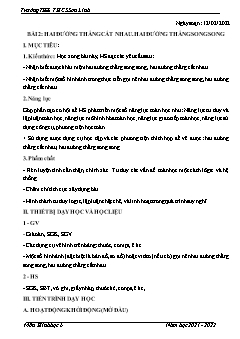 Giáo án Hình học 6 - Bài 2: 2 Đường thẳng cắt nhau. 2 Đường thẳng song song - Năm học 2021-2022