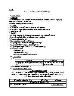 Giáo án Hóa học Lớp 8 - Tuần 1 - Năm học 2021-2022 - Chu Thị Trọng