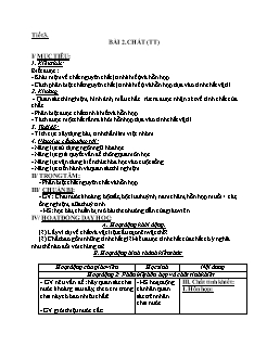 Giáo án Hóa học Lớp 8 - Tuần 2 - Năm học 2021-2022 - Chu Thị Trọng