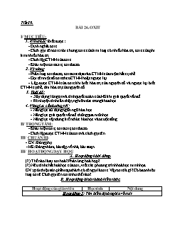 Giáo án Hóa học Lớp 8 - Tuần 20 - Năm học 2021-2022 - Chu Thị Trọng
