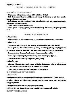 Giáo án Hoạt động trải nghiệm, Hướng nghiệp Lớp 6 - Tuần 1 - Năm học 2022-2023