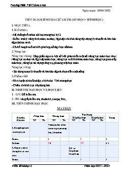 Giáo án Toán 6 - Tiết 20+21: Kiểm tra giữa học kì II - Năm học 2021-2022