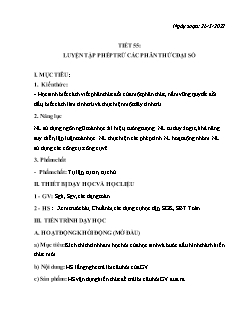 Kế hoạch bài dạy Đại số 8 - Tiết 55+56: Luyện tập Phép trừ các phân thức đại số - Năm học 2021-2022