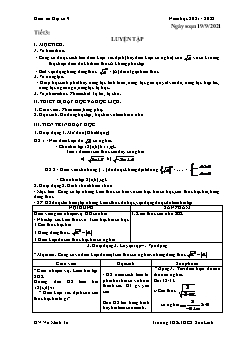 Kế hoạch bài dạy Đại số 9 - Tiết 3+4 - Năm học 2021-2022 - Võ Minh Tú