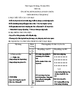 Kế hoạch bài dạy GDTC 1 Sách Cánh diều - Tuần 22, Tiết 44: Ôn Dừng bóng bằng gan bàn chân. Trò chơi người lịch sự - Năm học 2021-2022 - Nguyễn Văn Sáng