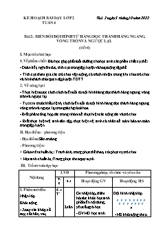 Kế hoạch bài dạy GDTC 2 Sách Cánh diều - Tuần 4 - Năm học 2022-2023 - Trần Tuấn Nghĩa