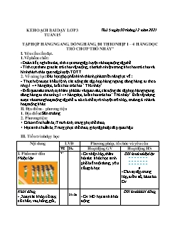 Kế hoạch bài dạy GDTC 3 - Tuần 15: Tập hợp hàng ngang, dóng hàng, đi theo nhịp 1-4 hàng dọc. Trò chơi 