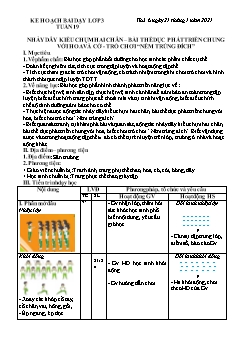 Kế hoạch bài dạy GDTC 3 - Tuần 19, Bài: Nhảy dây kiểu chụm 2 chân. Bài thể dục phát triển chung với hoa và cờ. Trò chơi 