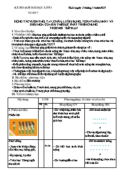 Kế hoạch bài dạy GDTC 3 - Tuần 7: Động tác vươn thở, tay, chân, lườn, bụng, toàn thân, nhảy và diều hòa của bài thể dục phát triển chung. Trò chơi 