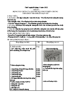Kế hoạch bài dạy GDTC 4 - Tuần 9 - Năm học 2022-2023