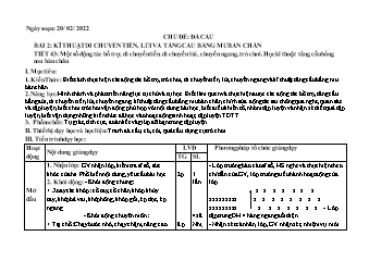 Kế hoạch bài dạy GDTC 6 Sách Cánh diều - Tiết 43+44, Bài 2: Kĩ thuât di chuyển tiến, lùi và tâng cầu bằng mu bàn chân - Năm học 2021-2022