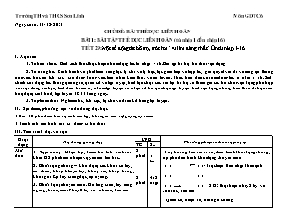 Kế hoạch bài dạy GDTC 6 Sách Cánh diều - Tuần 15 - Năm học 2021-2022