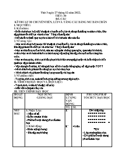 Kế hoạch bài dạy GDTC 6 Sách Cánh diều - Tuần 16, Tiết 30+31: Kĩ thuật di chuyển tiến, lùi và tâng cầu bằng mu bàn chân - Năm học 2021-2022