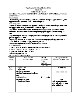 Kế hoạch bài dạy GDTC 6 Sách Cánh diều - Tuần 17, Tiết 32+33: Đá cầu. Kĩ thuật phát cầu thấp chân chính diện bằng mu bàn chân - Năm học 2021-2022
