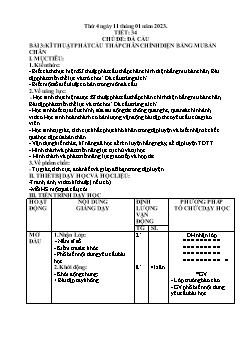 Kế hoạch bài dạy GDTC 6 Sách Cánh diều - Tuần 18 - Năm học 2021-2022