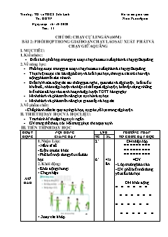 Kế hoạch bài dạy GDTC 7 Sách Cánh diều - Tiết 11+12 - Năm học 2022-2023 - Trần Tuấn Nghĩa