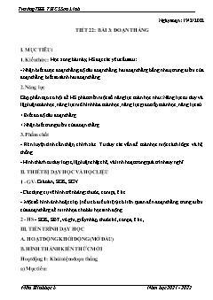 Kế hoạch bài dạy Hình học 6 - Tiết 22, Bài 3: Đoạn thẳng - Năm học 2021-2022