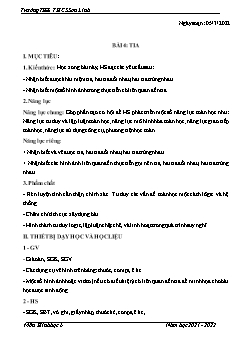 Kế hoạch bài dạy Hình học Lớp 6 - Bài 4: Tia - Năm học 2021-2022