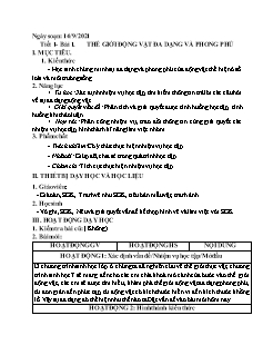 Kế hoạch bài dạy Sinh học Lớp 7 - Tiết 1, Bài 1: Thế giới động vật đa dạng và phong phú - Năm học 2021-2022 - Nguyễn Anh Tuấn